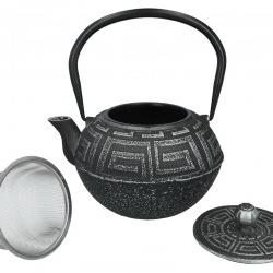 Öntöttvas teáskanna szűrővel 1200 ml – fekete díszítéssel