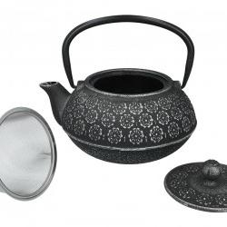 Öntöttvas teáskanna szűrővel 1000 ml – fekete díszítéssel